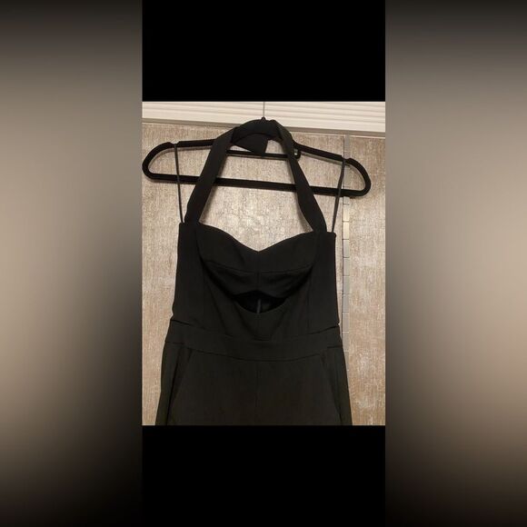 Michelle Mason Black Halter Jumpsuit with Cutout Details, US0 - Picture 10 of 15